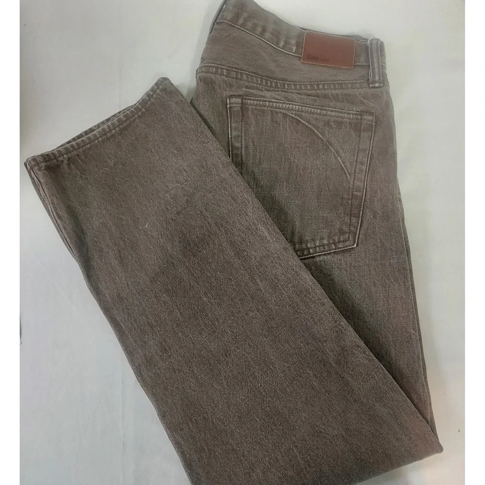 Gap 1969 Mens Straight Selvedge Denim Jeans Brown‎ 34x30 Button Fly
